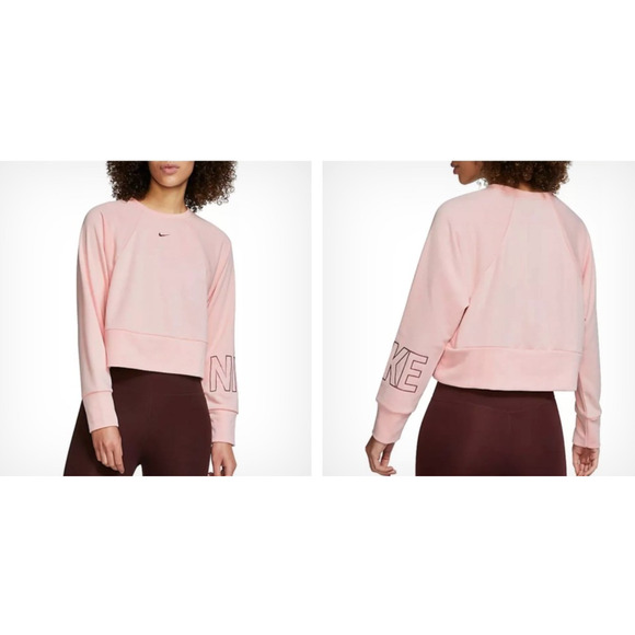 Nike Tops - Nike Get Fit Fleece Crew Dri-Fit Echo Pink Women Cropped Sweatshirt M BV5059-682